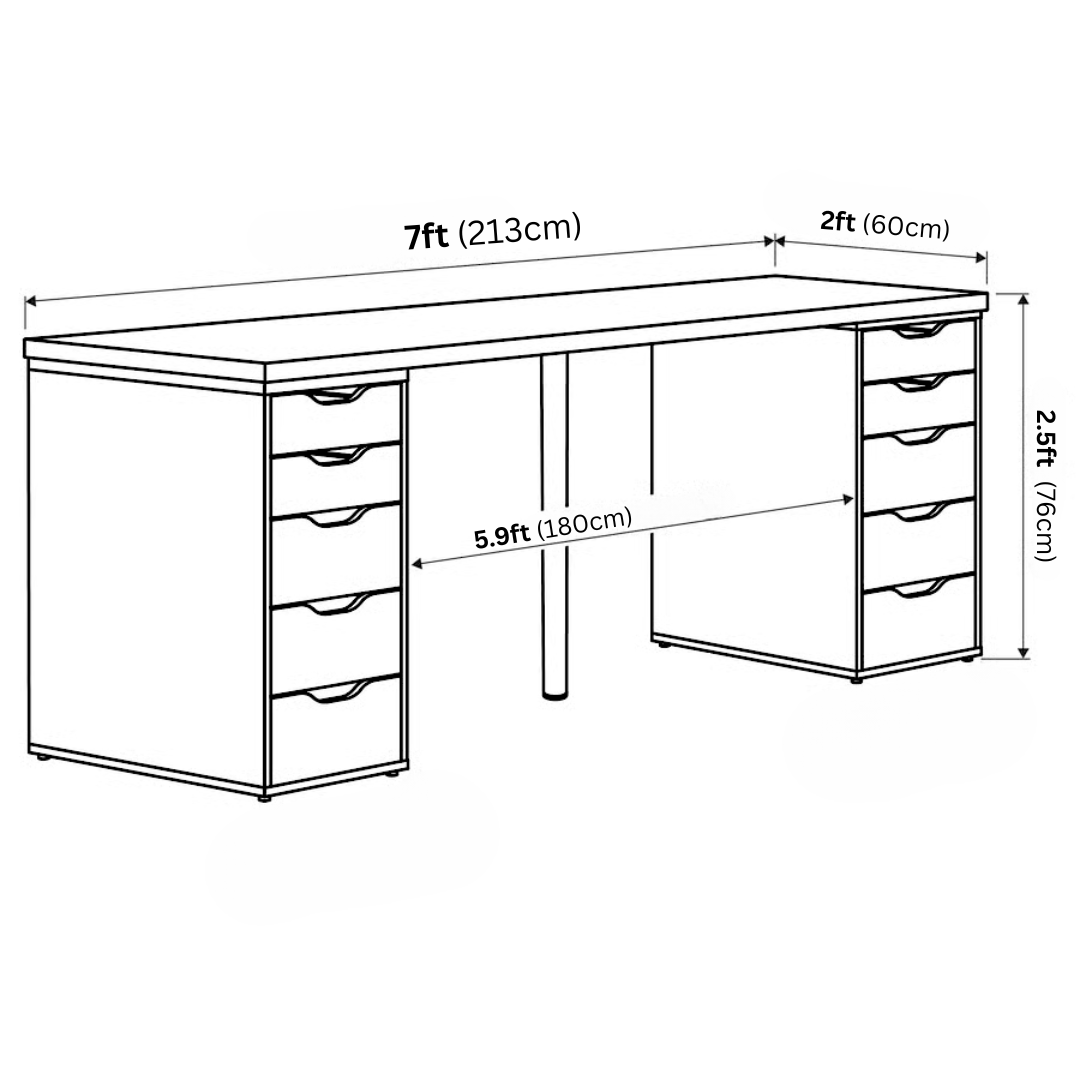 Shamsrig Desk | Minimalist IKEA Inspired Table with Risers | IK002 - Image 5